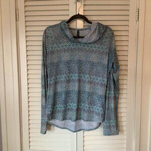 Kuhl women's long-sleeved top shirt hoodie lightweight pattern large blue green